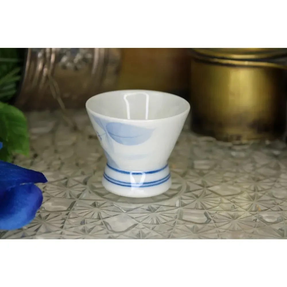 Japanese Blue Floral Tokkuri and Sake Cup Set